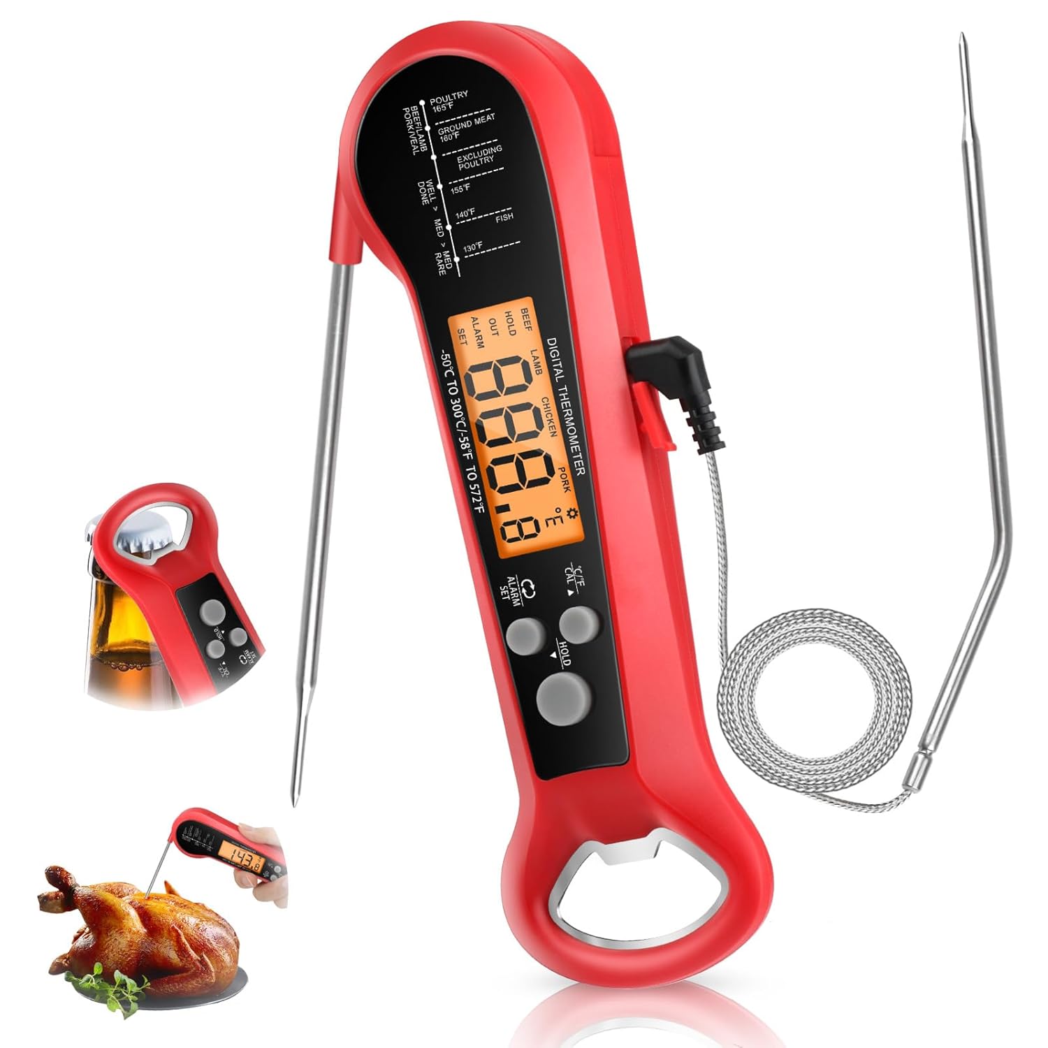 Digital Thermometer Probe - Professional Digital Meat Thermometer Waterproof with