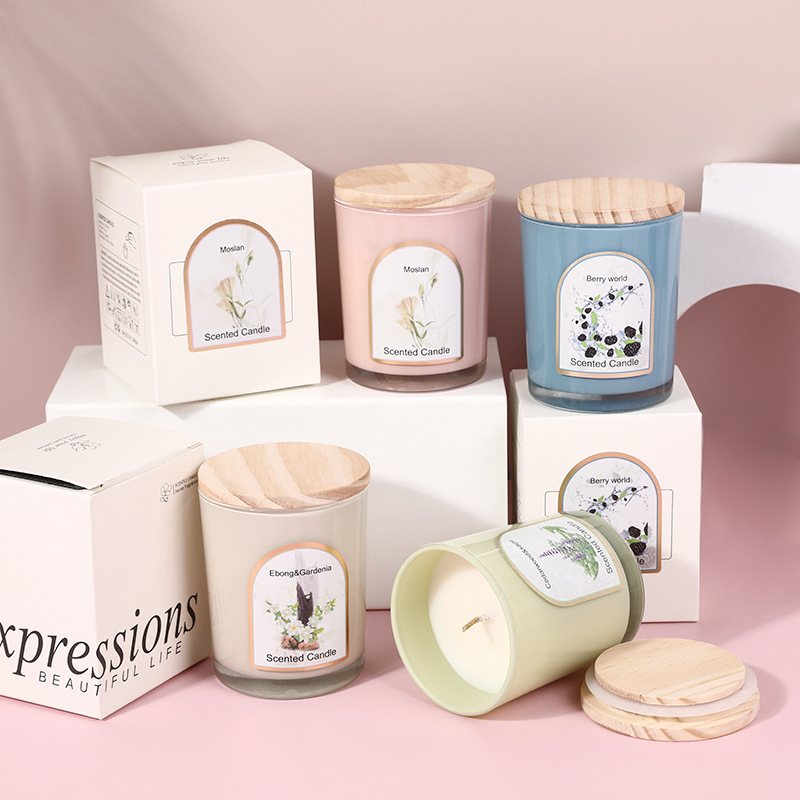 Wood cover colored glass scent - Candle Souvenir ulasan dan harga